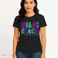 Miami Beach Floral Palm Trees Women's T-Shirt thumb 4