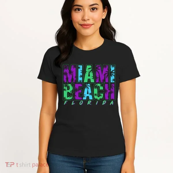 Miami Beach Floral Palm Trees Women's T-Shirt