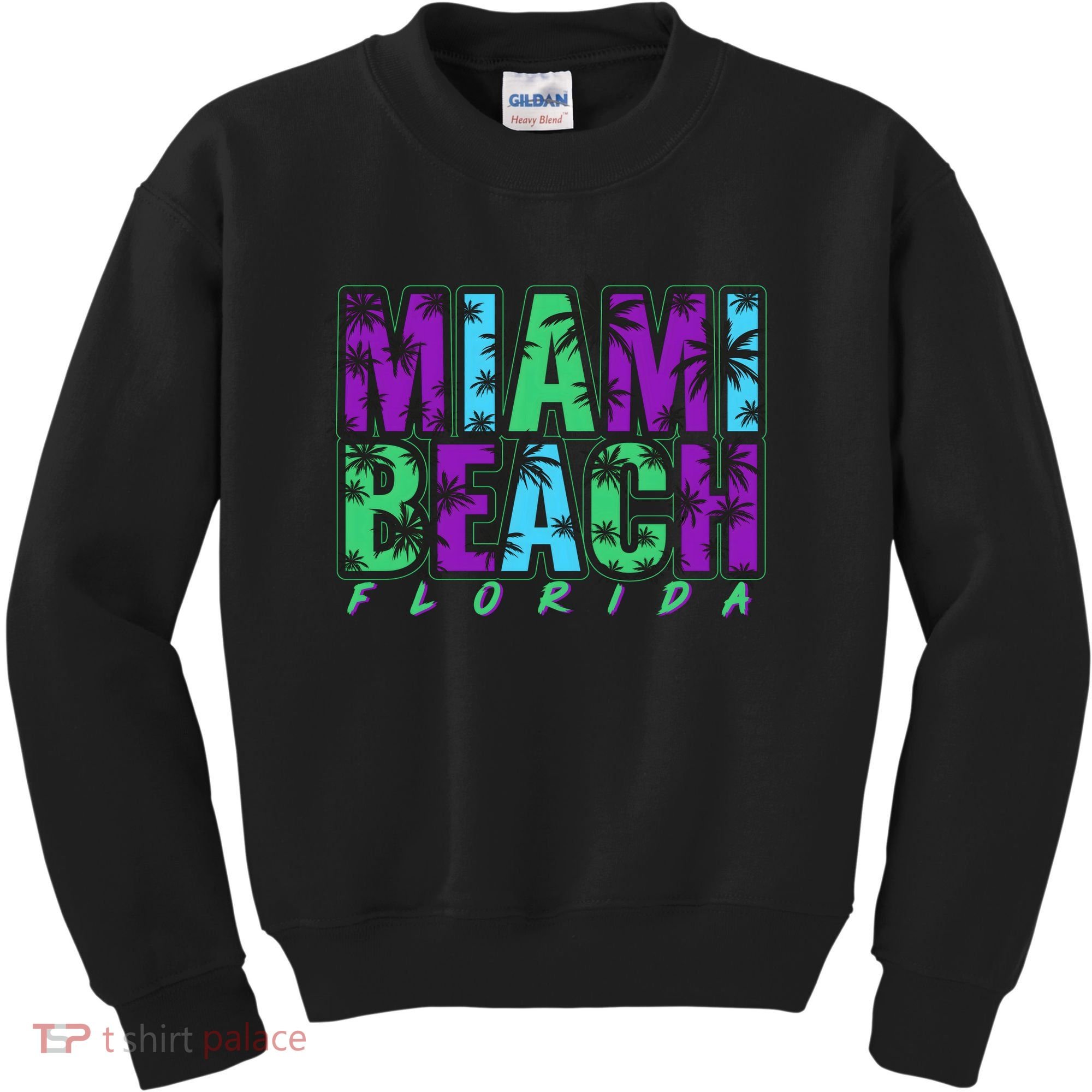 Miami Beach Floral Palm Trees Kids Sweatshirt