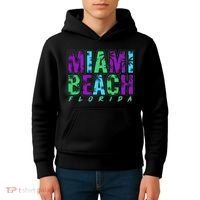 Miami Beach Floral Palm Trees Kids Hoodie thumb 4