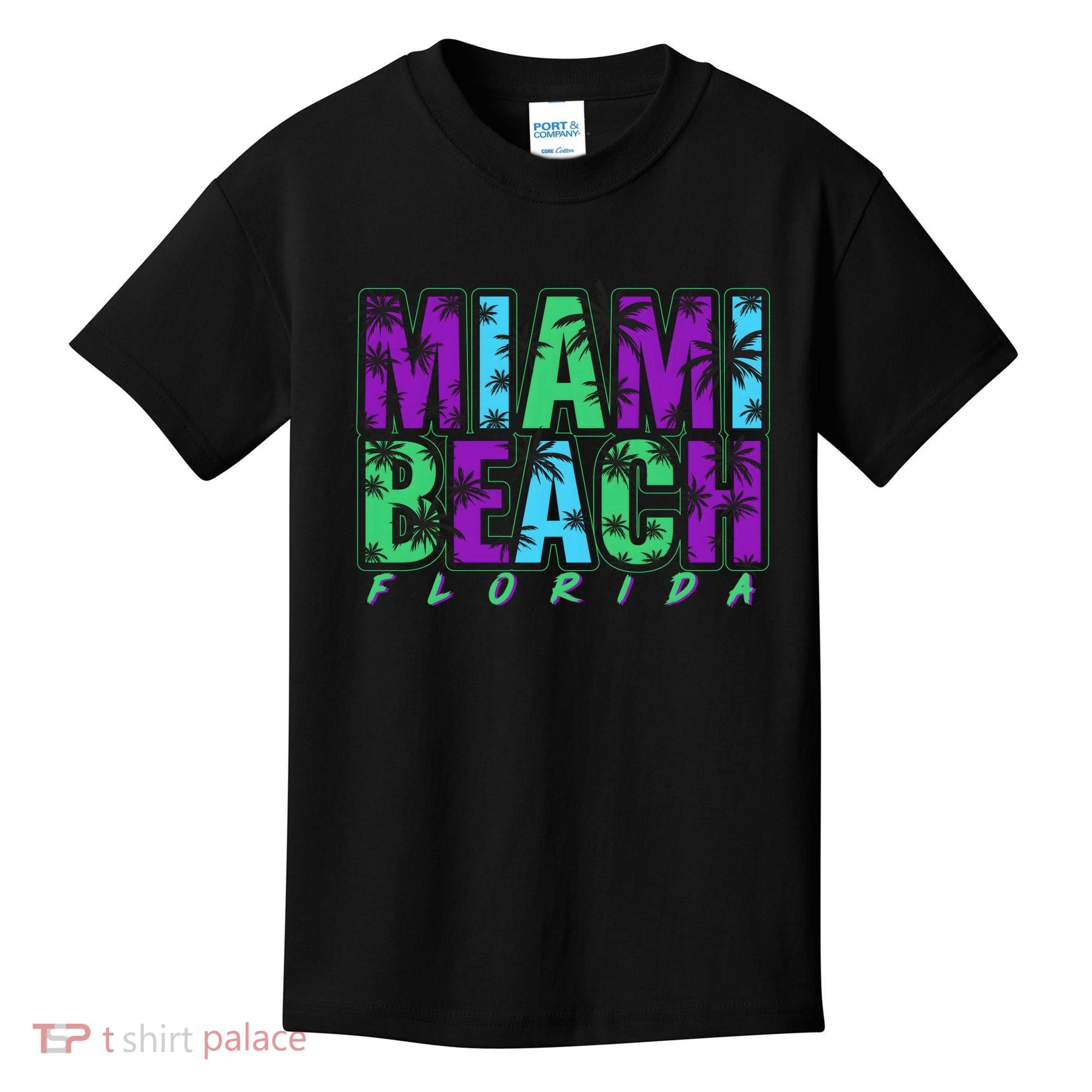 Miami Beach Floral Palm Trees Kids T-Shirt