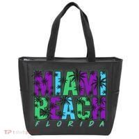 Miami Beach Floral Palm Trees Tote Bag thumb 0