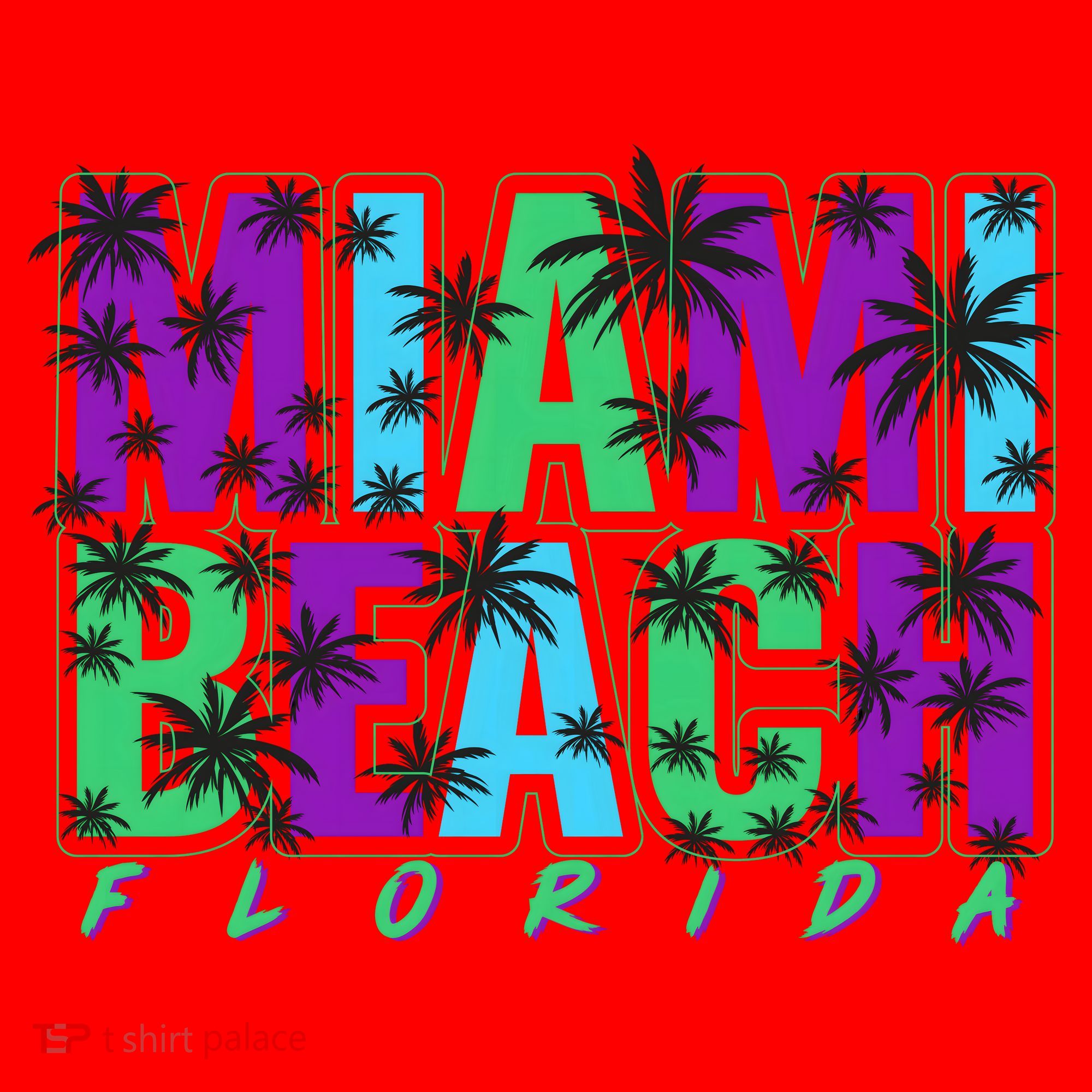 Miami Beach Floral Palm Trees Santa Hat