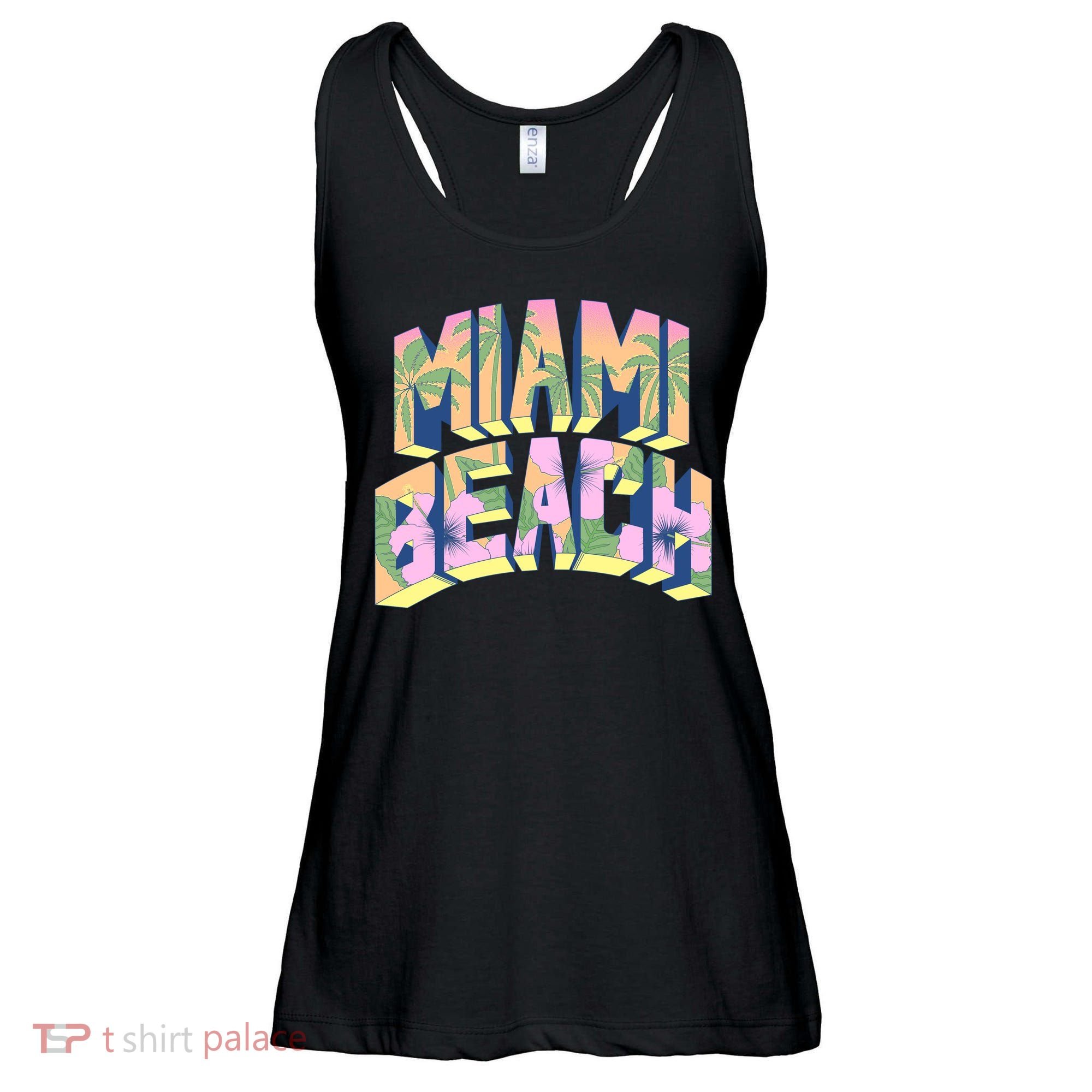 Miami Beach Floral Ladies Essential Flowy Tank