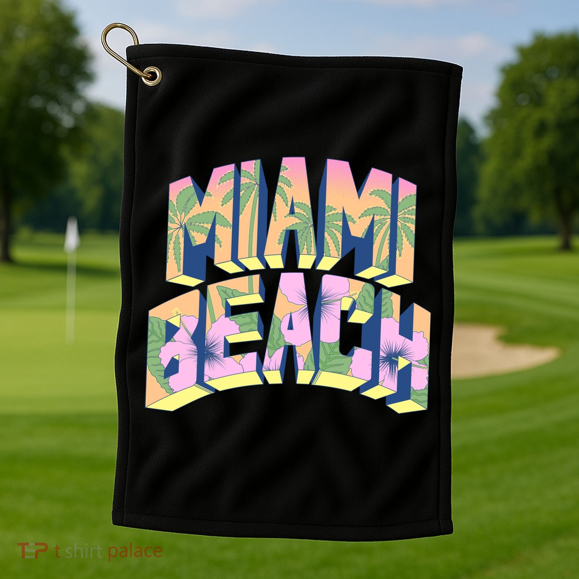 Miami Beach Floral Golf Towel