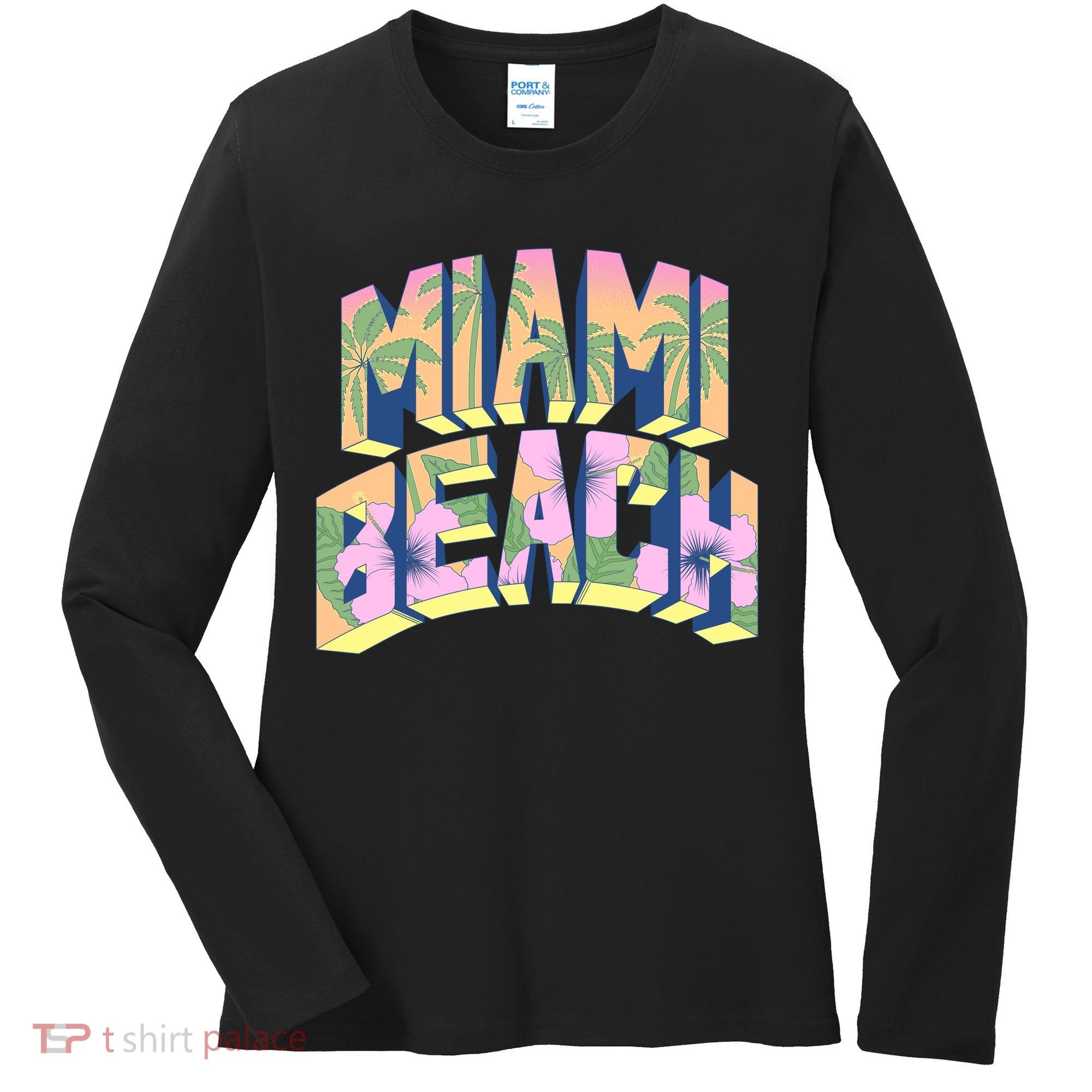 Miami Beach Floral Women's Long Sleeve Shirt