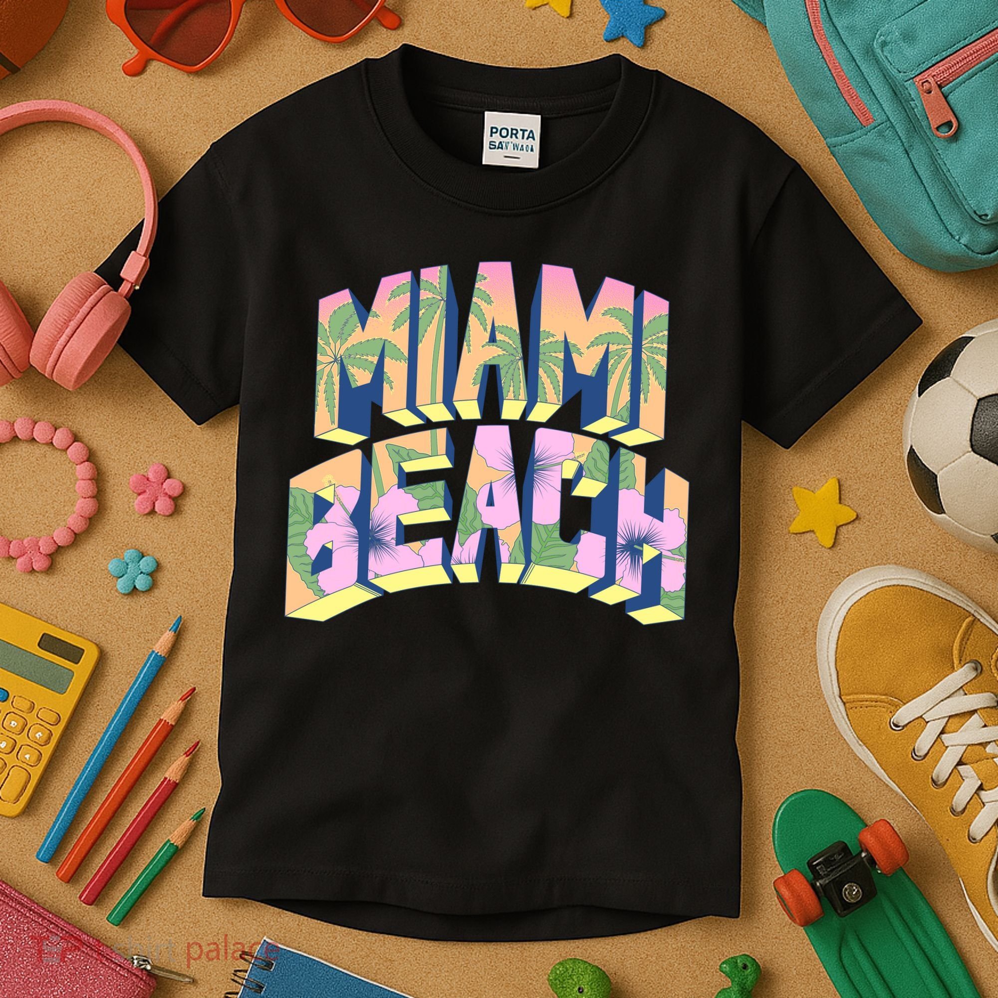 Miami Beach Floral Kids T-Shirt