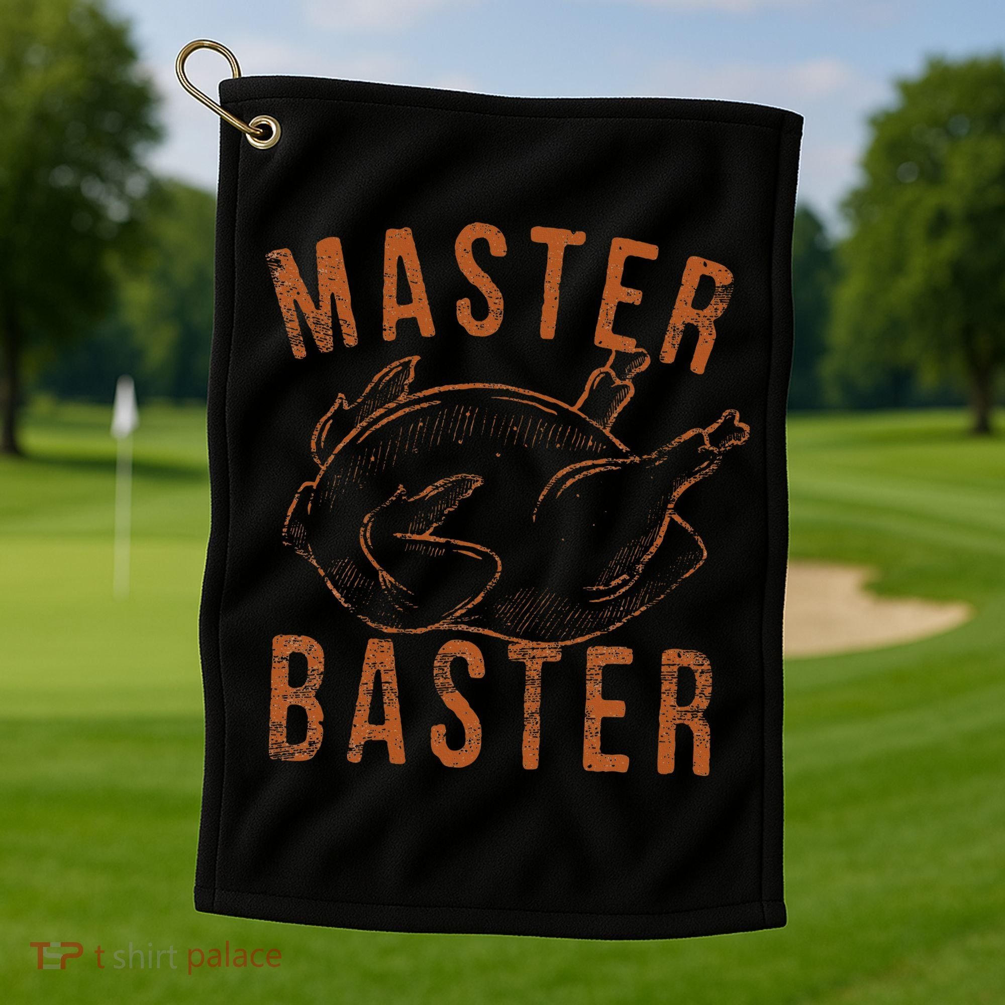 Master Baster Funny Turkey Print Happy Thanksgiving Day Golf Towel