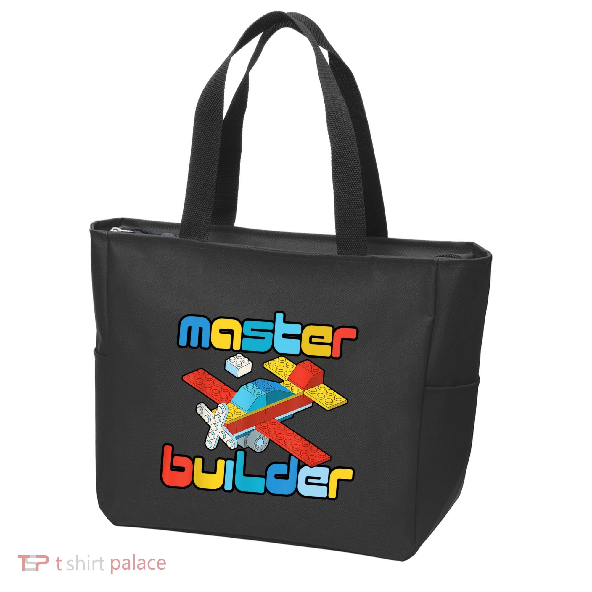 Master Builder Funny Building Blocks Brick Block Toy Tote Bag