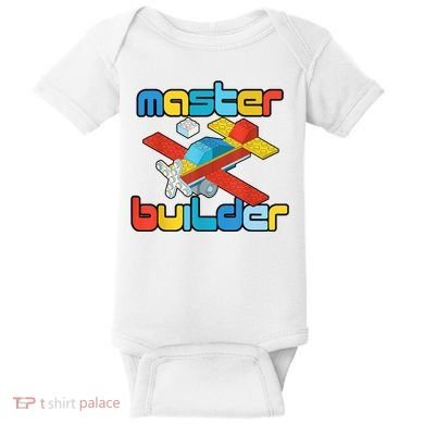 Master Builder Funny Building Blocks Brick Block Toy Baby Bodysuit