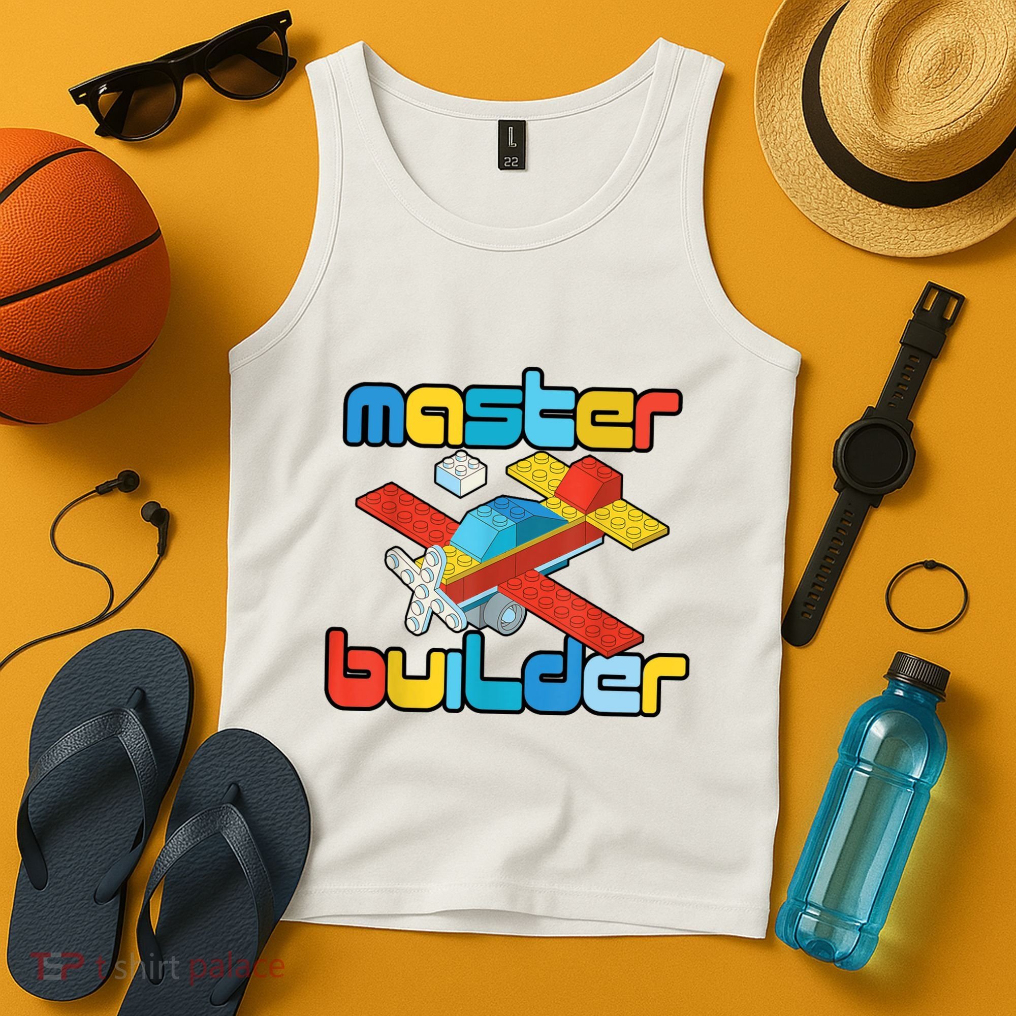 Master Builder Funny Building Blocks Brick Block Toy Tank Top