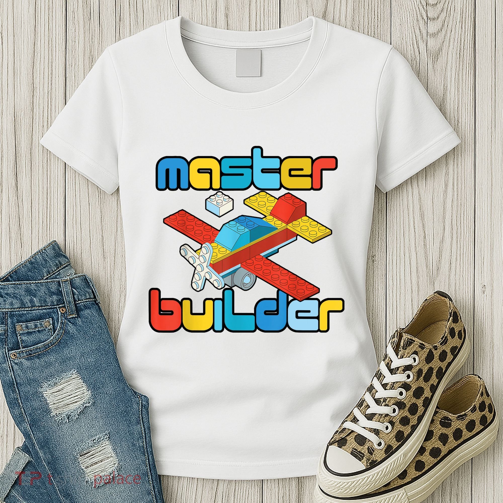 Master Builder Funny Building Blocks Brick Block Toy Women's T-Shirt