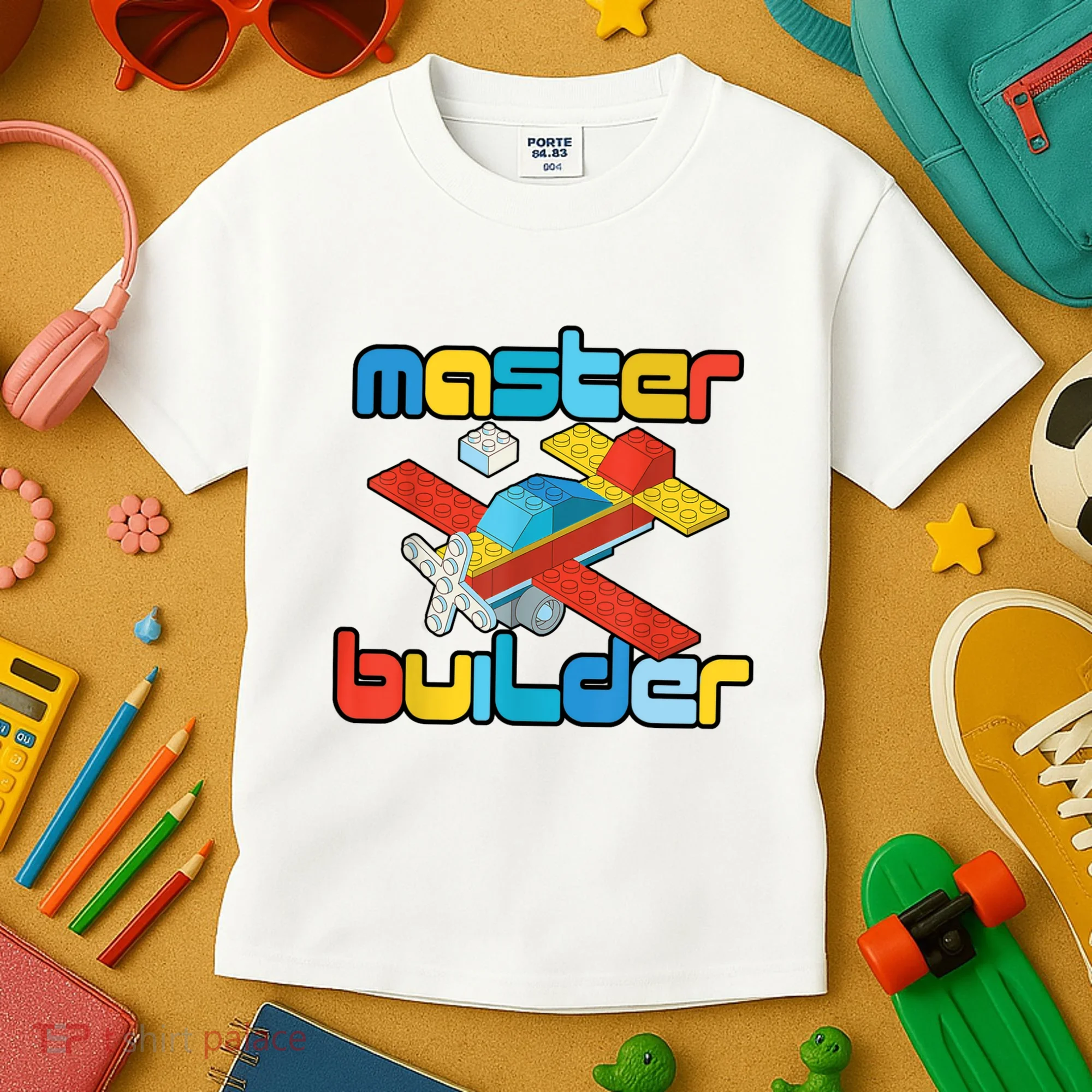 Master Builder Funny Building Blocks Brick Block Toy Kids T-Shirt