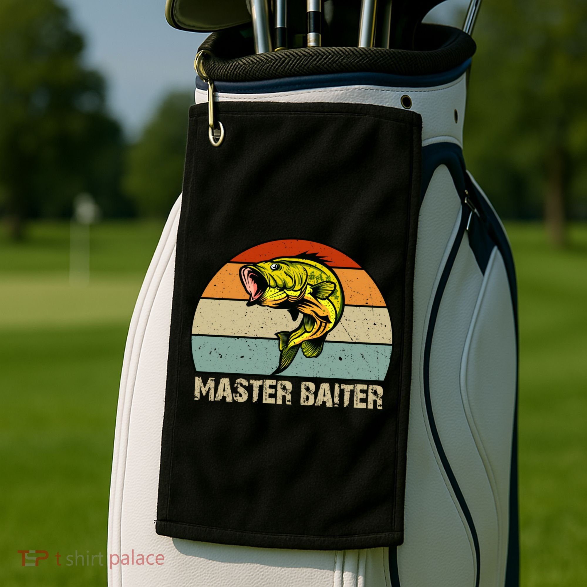 Master Baiter Funny Bass Fishing Funny Gift Dads Gift Golf Towel