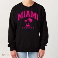 Miami Beach Florida Palms Palm Trees Preppy Varsity Pink Women's Sweatshirt thumb 0