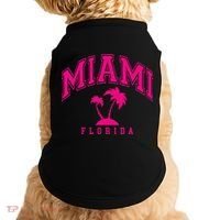 Miami Beach Florida Palms Palm Trees Preppy Varsity Pink Doggie Tank thumb 0