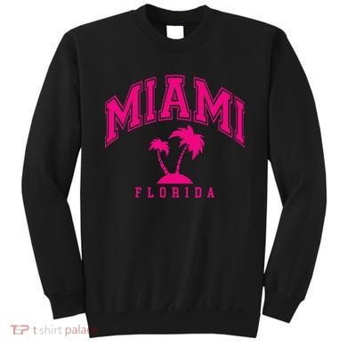 Miami Beach Florida Palms Palm Trees Preppy Varsity Pink Sweatshirt