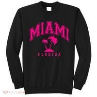 Miami Beach Florida Palms Palm Trees Preppy Varsity Pink Sweatshirt thumb 0