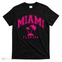 Miami Beach Florida Palms Palm Trees Preppy Varsity Pink T-Shirt thumb 0