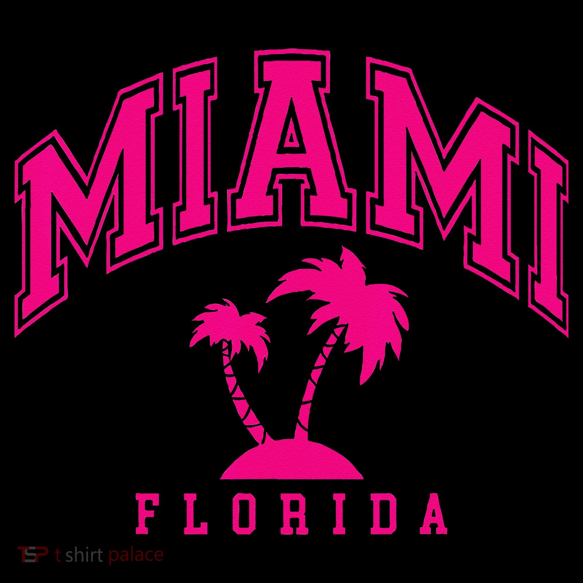Miami Beach Florida Palms Palm Trees Preppy Varsity Pink Women's Hoodie