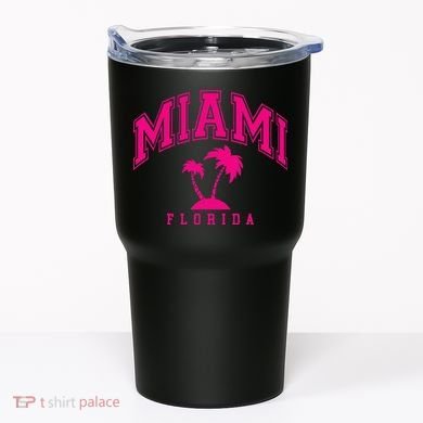 Miami Beach Florida Palms Palm Trees Preppy Varsity Pink Tumbler