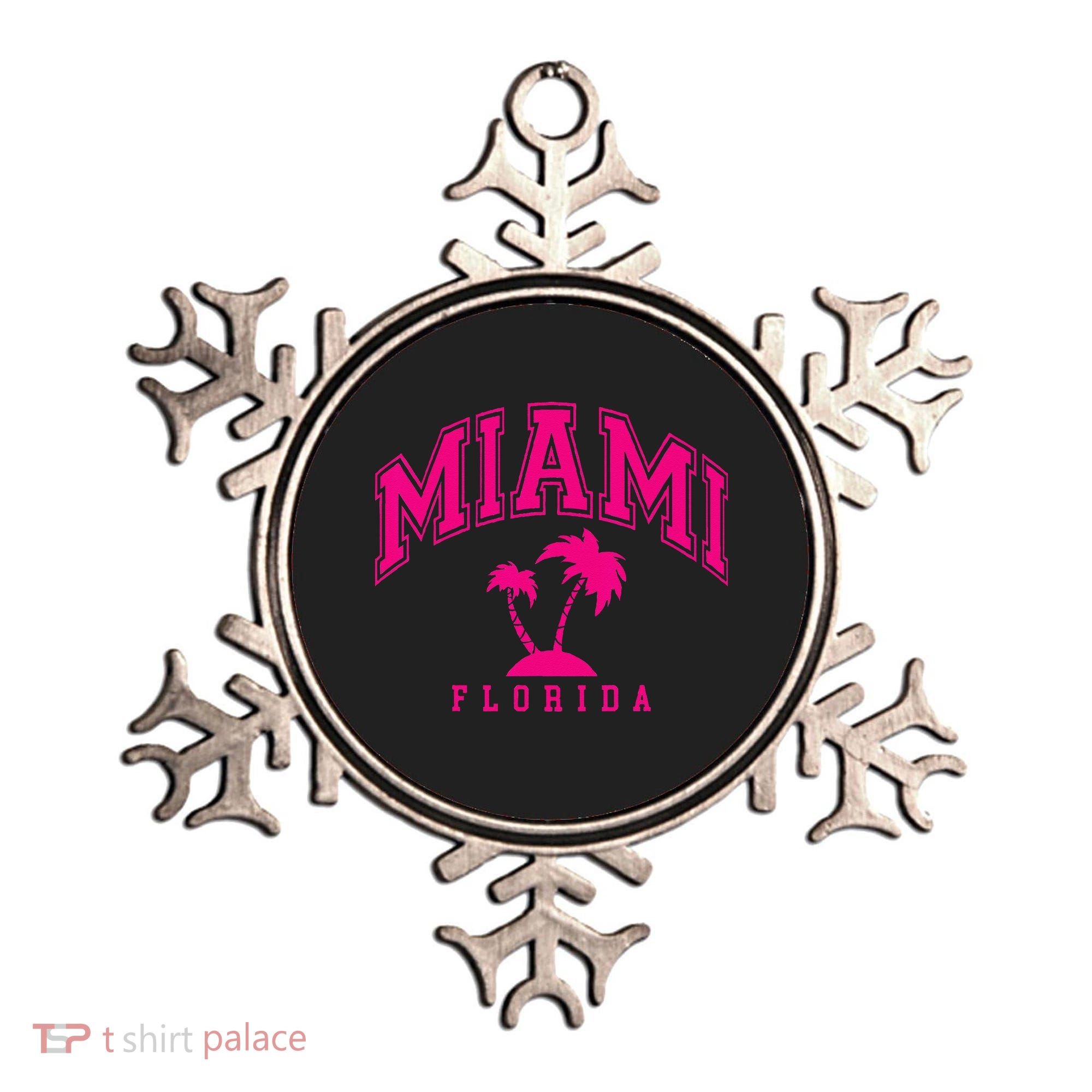 Miami Beach Florida Palms Palm Trees Preppy Varsity Pink Ornament
