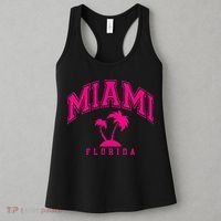 Miami Beach Florida Palms Palm Trees Preppy Varsity Pink Women's Tank Top thumb 3