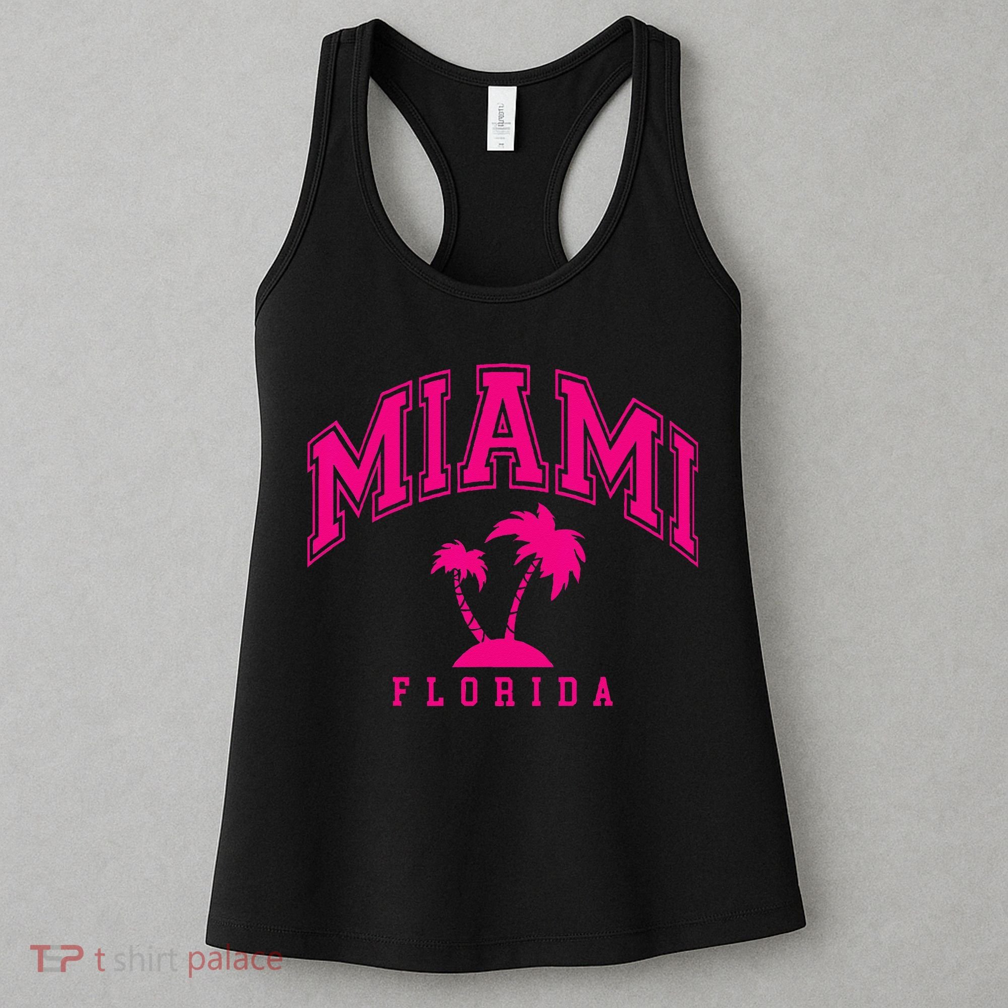 Miami Beach Florida Palms Palm Trees Preppy Varsity Pink Women's Tank Top
