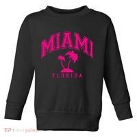 Miami Beach Florida Palms Palm Trees Preppy Varsity Pink Toddler Sweatshirt thumb 0