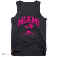 Miami Beach Florida Palms Palm Trees Preppy Varsity Pink Tank Top thumb 0