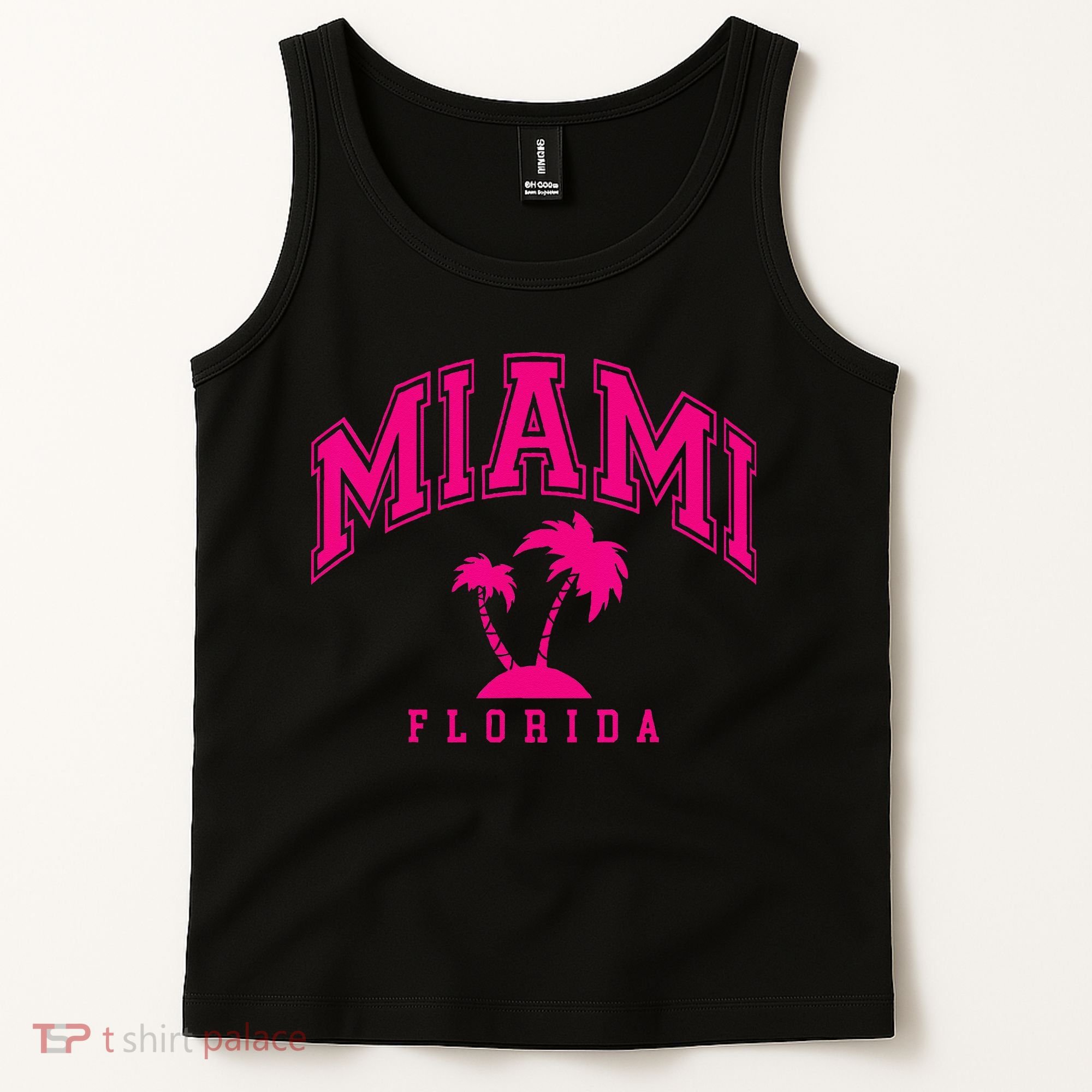 Miami Beach Florida Palms Palm Trees Preppy Varsity Pink Tank Top