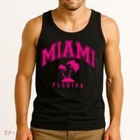 Miami Beach Florida Palms Palm Trees Preppy Varsity Pink Tank Top thumb 3