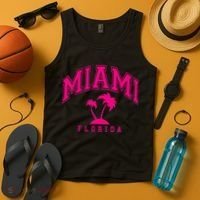 Miami Beach Florida Palms Palm Trees Preppy Varsity Pink Tank Top thumb 4