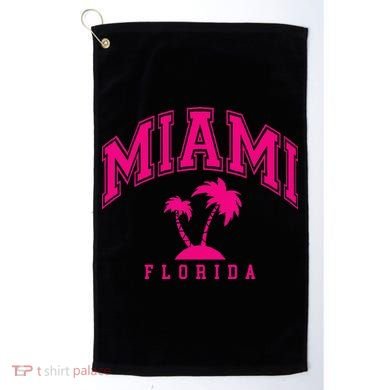 Miami Beach Florida Palms Palm Trees Preppy Varsity Pink Golf Towel