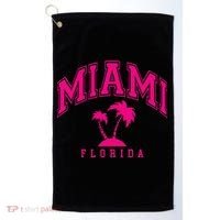 Miami Beach Florida Palms Palm Trees Preppy Varsity Pink Golf Towel thumb 0
