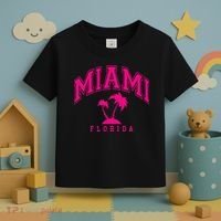 Miami Beach Florida Palms Palm Trees Preppy Varsity Pink Toddler T-Shirt thumb 3