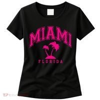 Miami Beach Florida Palms Palm Trees Preppy Varsity Pink Women's T-Shirt thumb 0