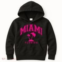 Miami Beach Florida Palms Palm Trees Preppy Varsity Pink Kids Hoodie thumb 0