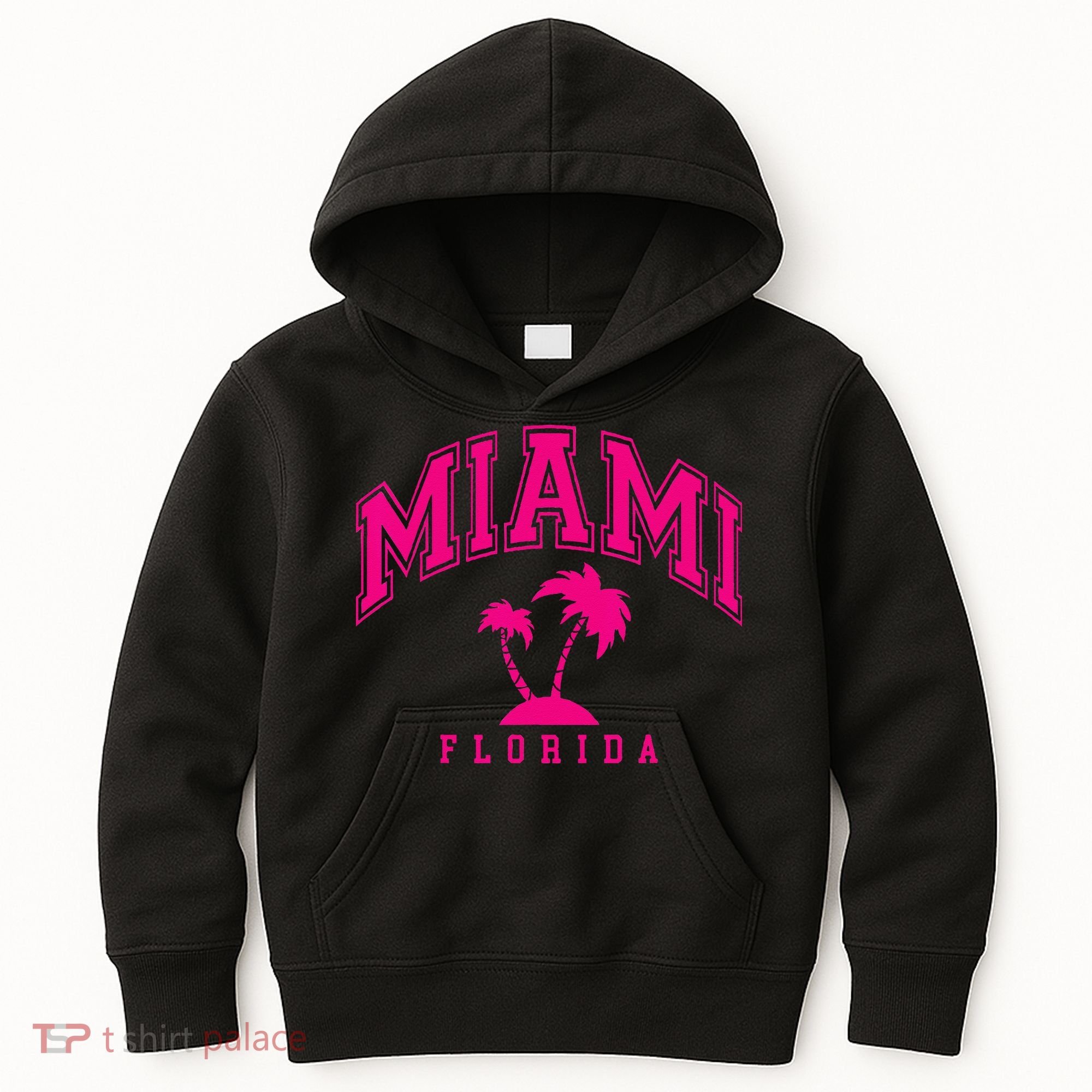 Miami Beach Florida Palms Palm Trees Preppy Varsity Pink Kids Hoodie