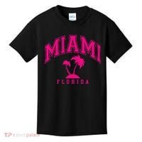 Miami Beach Florida Palms Palm Trees Preppy Varsity Pink Kids T-Shirt thumb 0