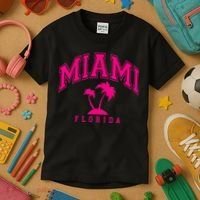 Miami Beach Florida Palms Palm Trees Preppy Varsity Pink Kids T-Shirt thumb 3