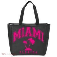 Miami Beach Florida Palms Palm Trees Preppy Varsity Pink Tote Bag thumb 0