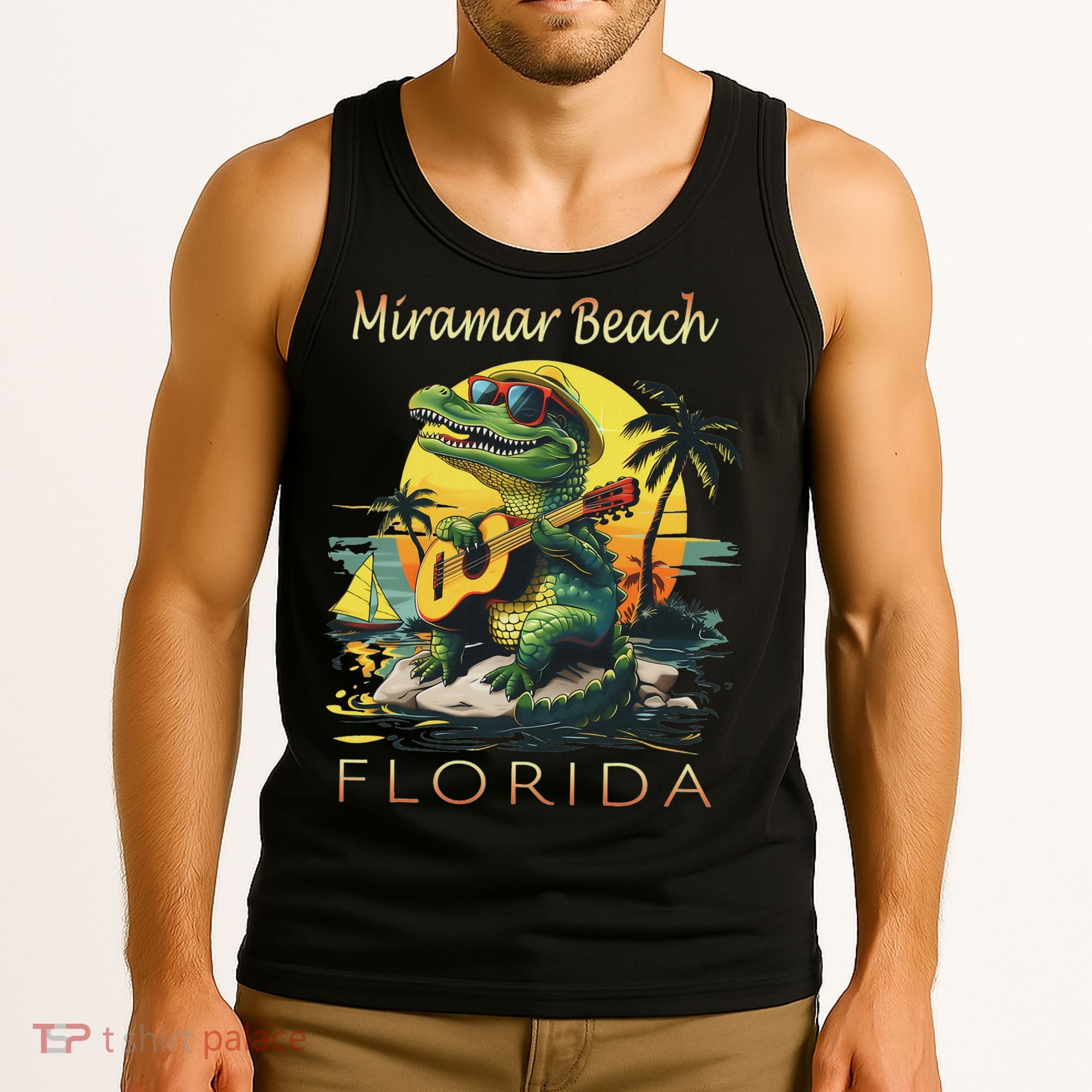 Miramar Beach Florida Vacation Cute Alligator Souvenir Tank Top
