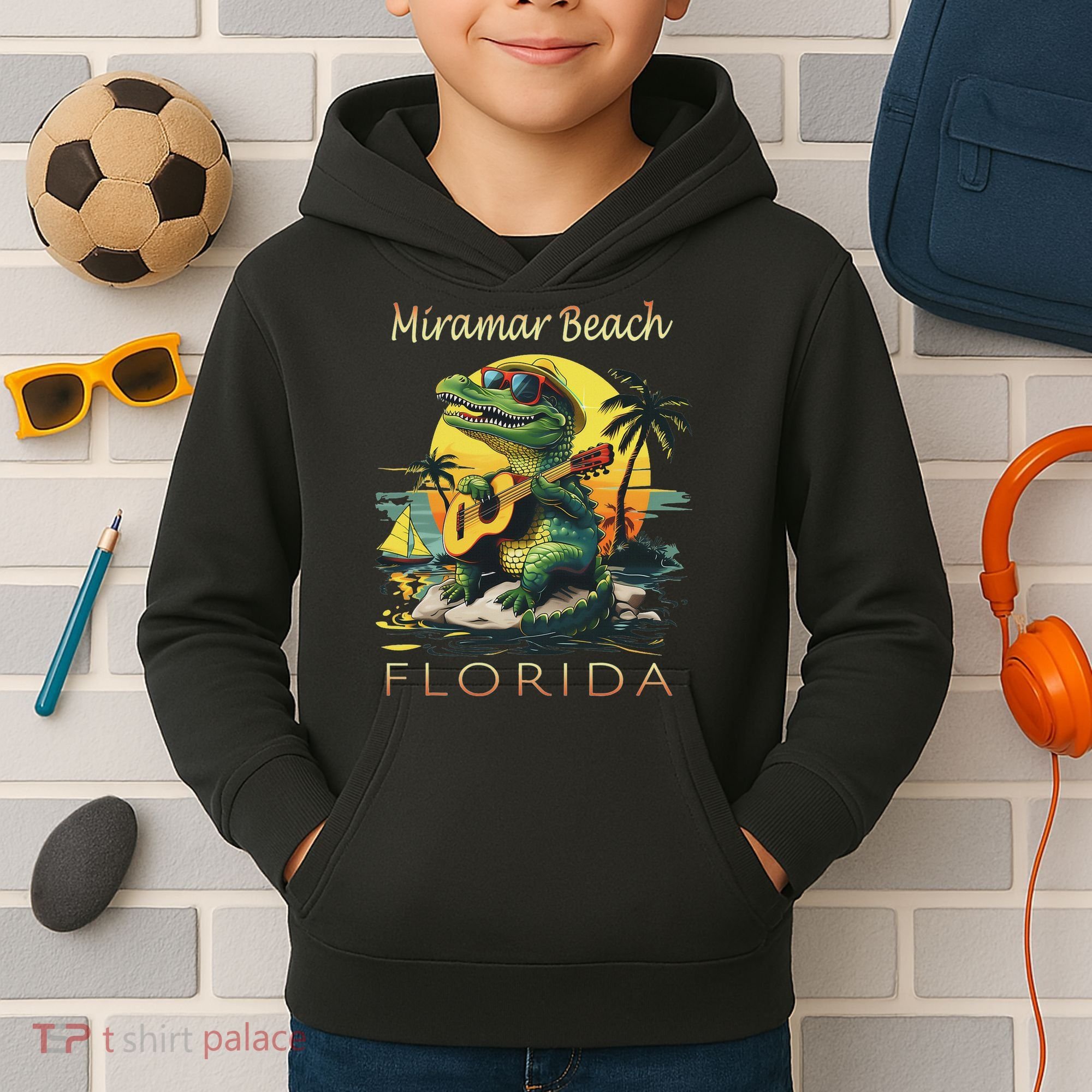 Miramar Beach Florida Vacation Cute Alligator Souvenir Kids Hoodie
