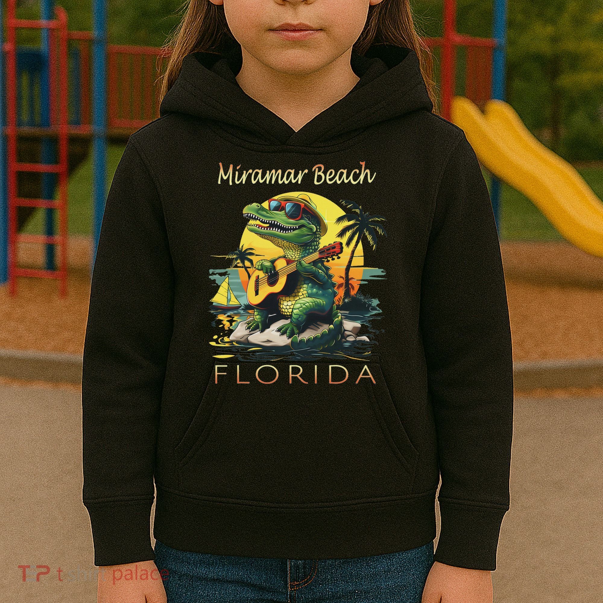 Miramar Beach Florida Vacation Cute Alligator Souvenir Kids Hoodie