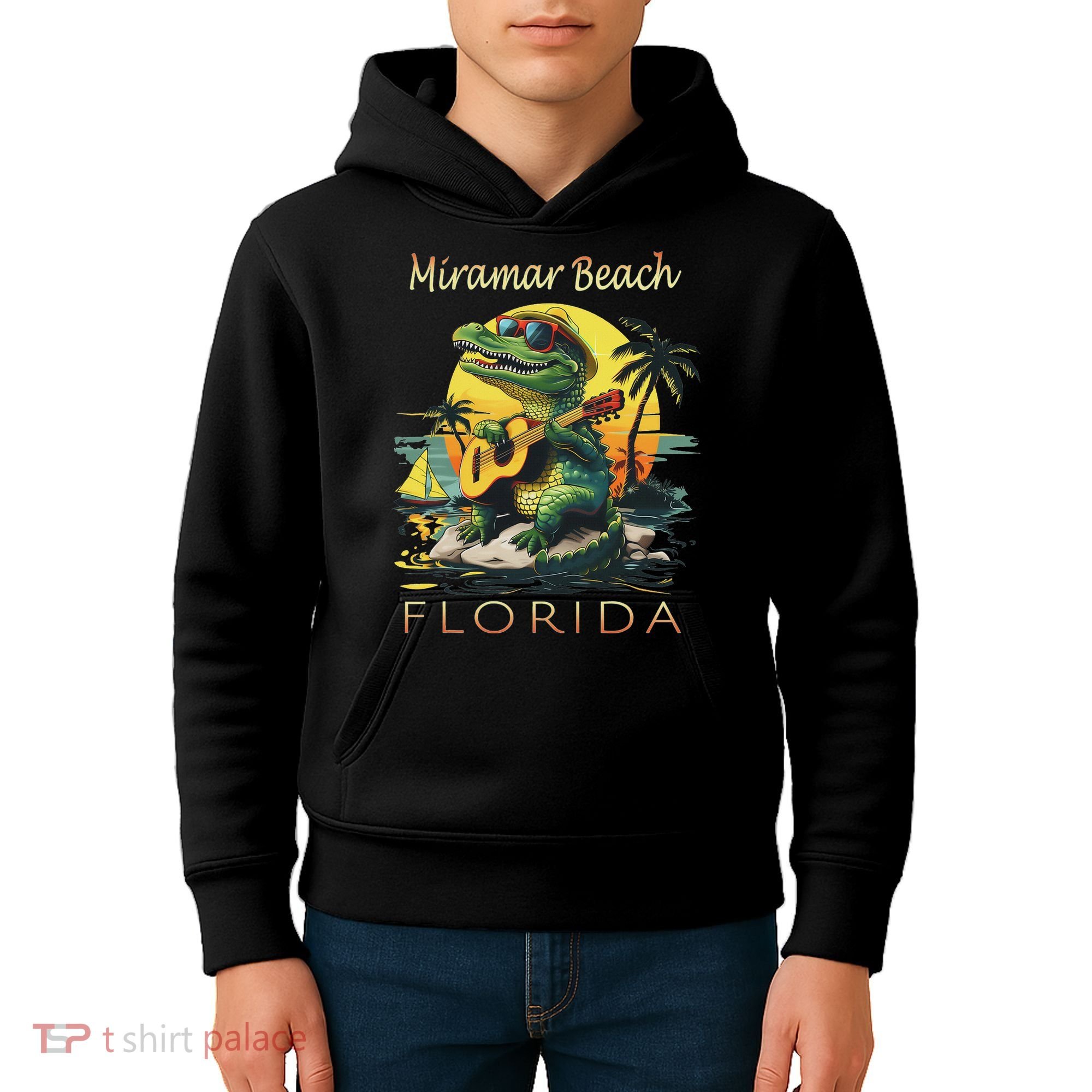 Miramar Beach Florida Vacation Cute Alligator Souvenir Kids Hoodie
