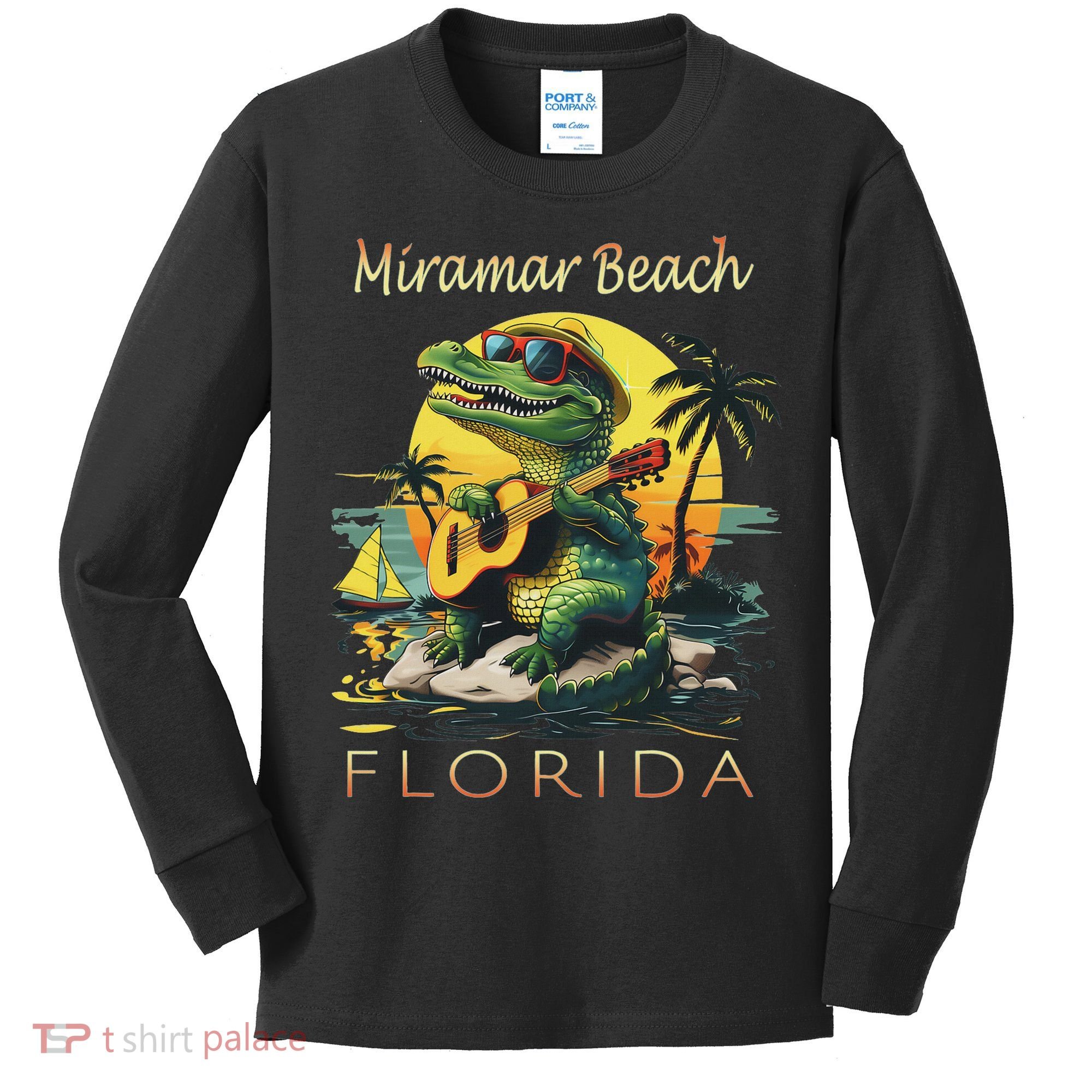 Miramar Beach Florida Vacation Cute Alligator Souvenir Kids Long Sleeve Shirt