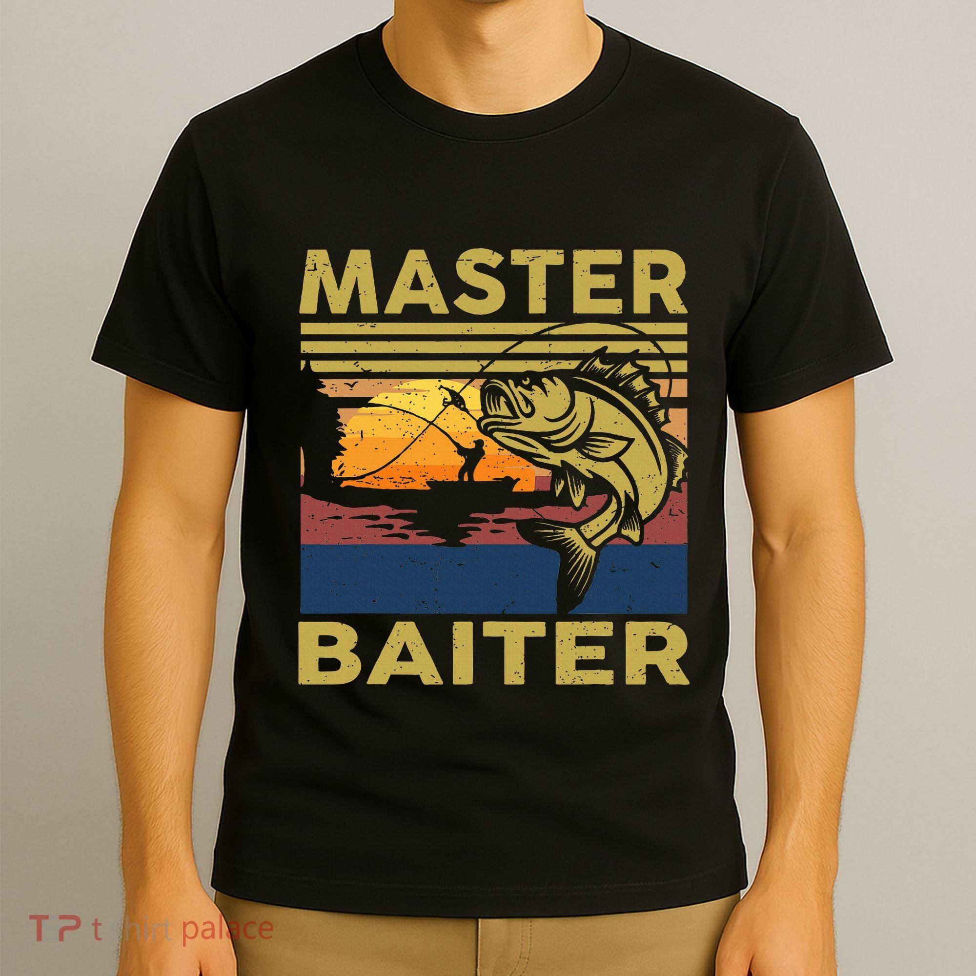 Master Baiter Fishing Funny Grandpa Bass Dad T-Shirt