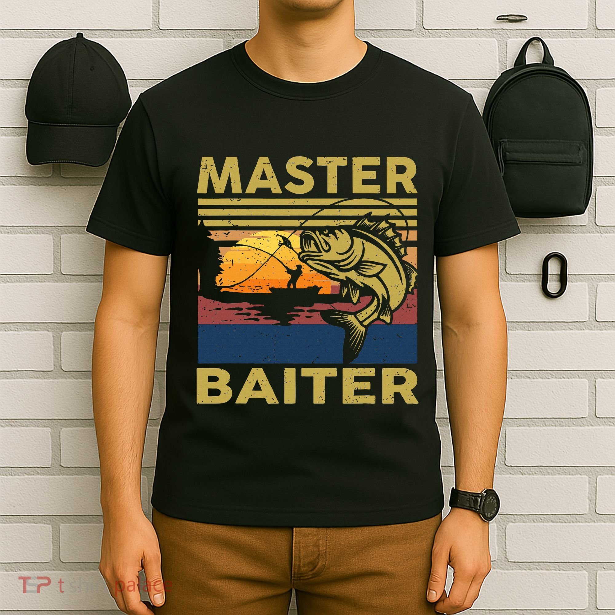 Master Baiter Fishing Funny Grandpa Bass Dad T-Shirt