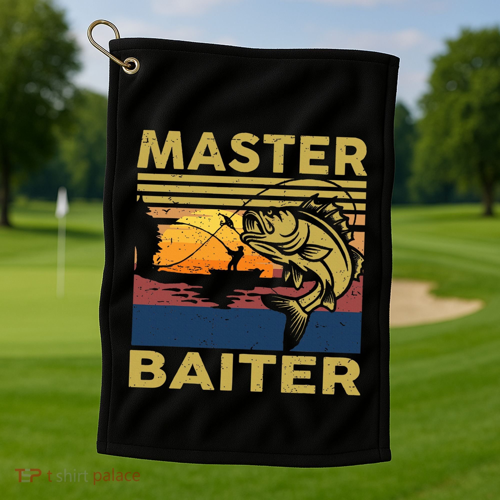 Master Baiter Fishing Funny Grandpa Bass Dad Golf Towel